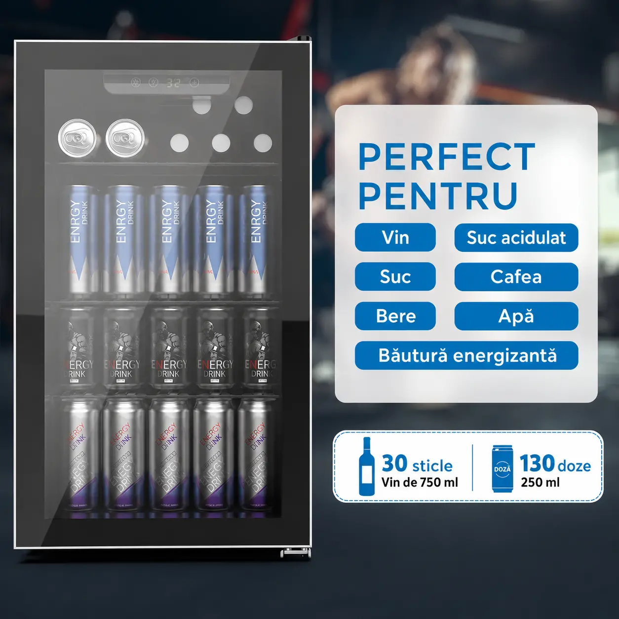 COWSAR Mini Frigider pentru Băuturi 91 L cu iluminare LED albastră — imaginea 3